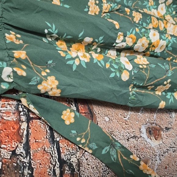 Shein Green Flutter Sleeve V-Neck Midi Dress 3XL - Picture 4 of 9